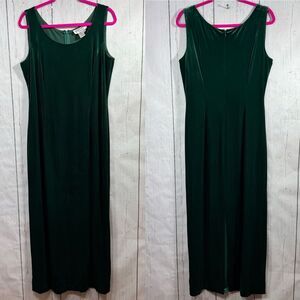 Vintage Adrianna Papell Emerald Green Velvet Maxi Dress Y2K  Old Money Holiday
